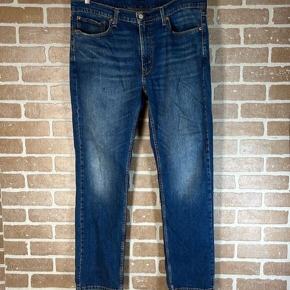 Levis 514 Mens Jeans 36 x 32 Slim Fit Straight Leg Med Wash Blue Denim - Picture 1 of 11